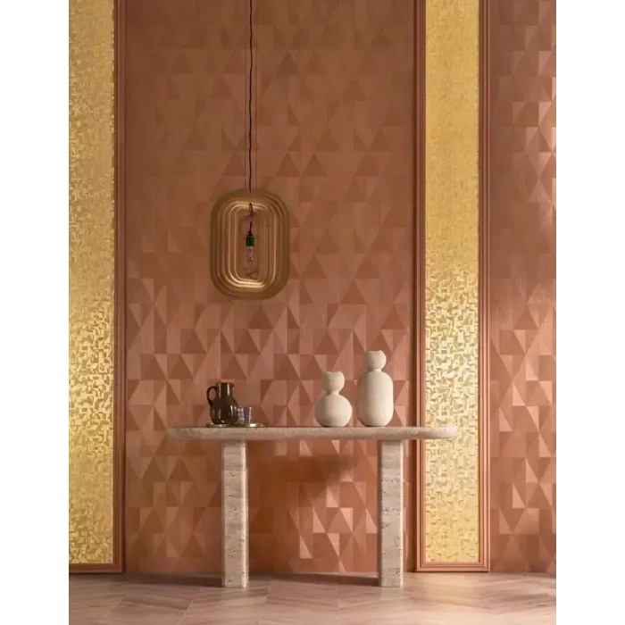 Casamance|Geometrische Tapete Rauten kupfer-gold metallischer Glanz|Rhombus