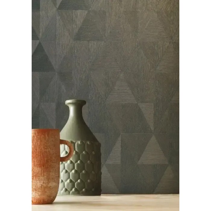 Casamance|Papel pintado geométrico rombos verde metalizado|Rombos