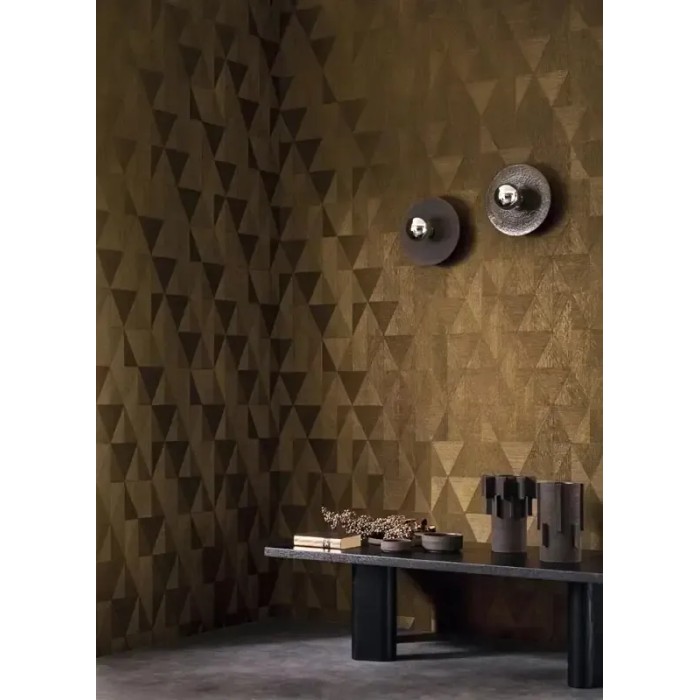 Papel pintado geométrico rombos dorado bronce brillo metalizado - Casamance Textures Metalliques 75771222