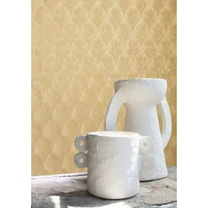 Casamance|Wallpaper brown and grey palm leaves metallic|Wallpaper 2