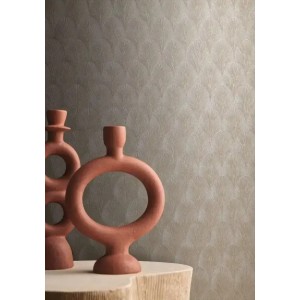 Casamance|Wallpaper brown and grey palm leaves metallic|Wallpaper 2