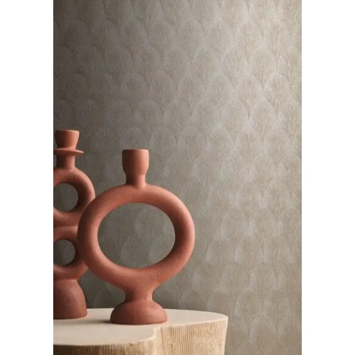 Casamance|Palmenblätter Tapete silber metallisch|Hochwertige