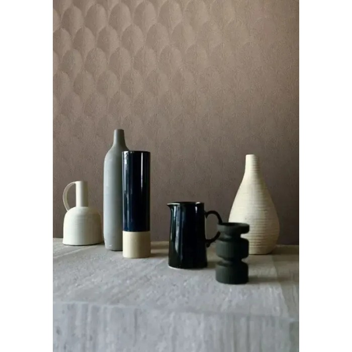 Casamance|Wallpaper brown and grey palm leaves metallic|Wallpaper