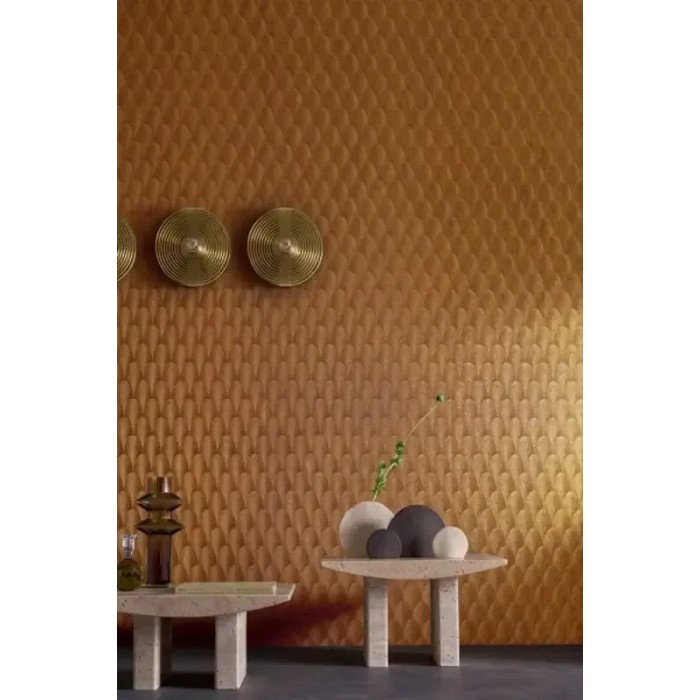 Casamance|Papier peint feuilles de palmier brunes métallisées|Haut Gamme