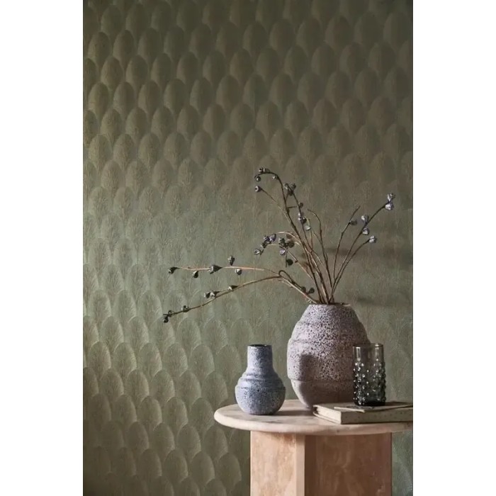 Casamance|Wallpaper green and gold palm leaves metallic|High-End