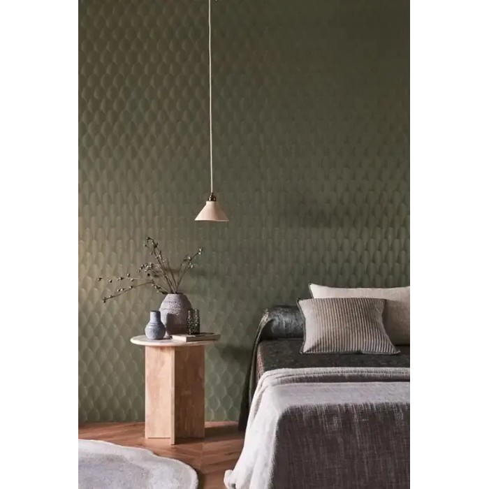 Casamance|Palmenblätter Tapete grün-gold metallisch|Hochwertige