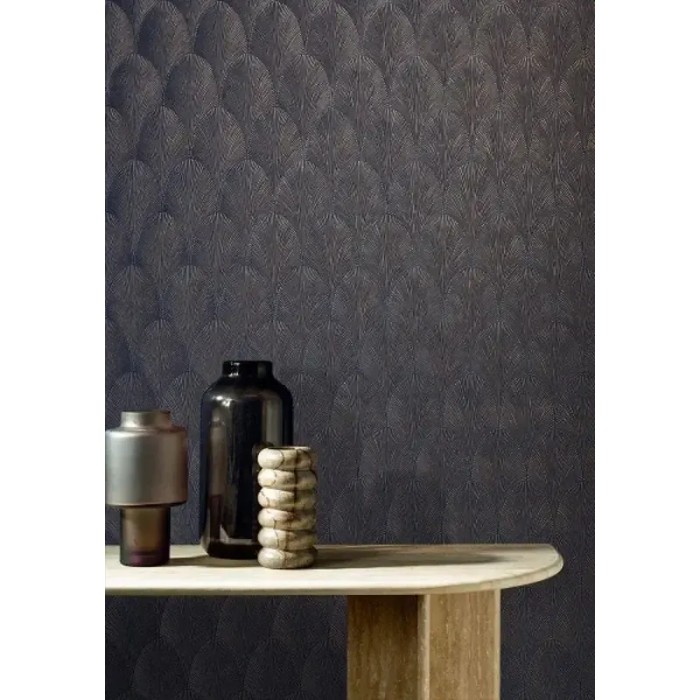 Casamance|Wallpaper blue and gold palm leaves metallic|Wallpaper