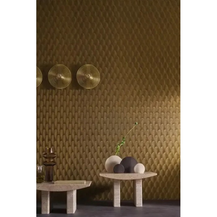 Casamance|Papier peint feuilles de palmier bronze doré métallisé|Haut Gamme