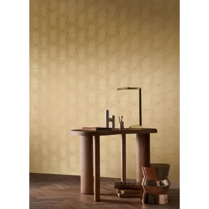 Casamance|Geflechtmuster Tapete gold metallisch|Kreisen