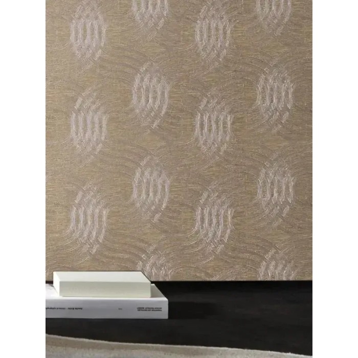 Casamance|Papier peint motif entrelacé argenté métallisé|Cercles