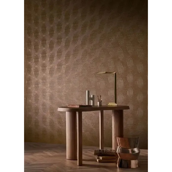 Casamance|Wallpaper interlaced pattern copper brown metallic|High-End