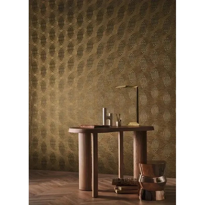 Casamance|Geflechtmuster Tapete kupfer-gold metallisch|Hochwertige