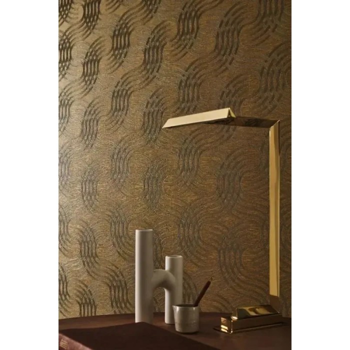 Papel pintado patrón entrelazado dorado cobrizo metalizado - Casamance Textures Metalliques 75792650