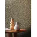 Casamance|Papier peint géométrique moderne vert kaki et doré|Haut Gamme