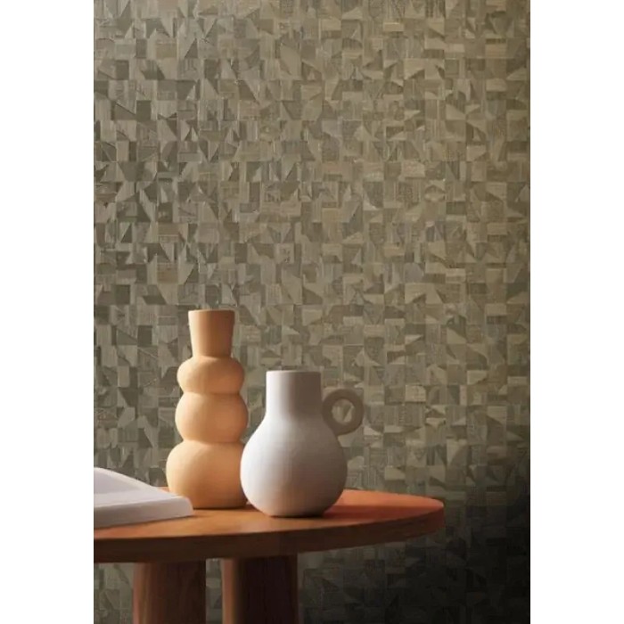 Casamance|Wallpaper mosaic marble and stone ivory beige metallic|Contemporary