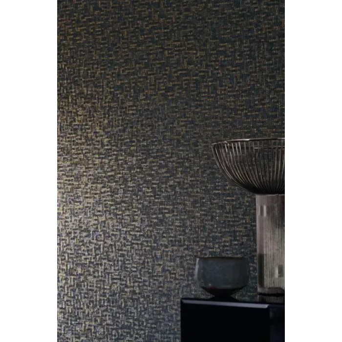 Casamance|Wallpaper mosaic marble and stone navy blue and gold|Metal Imitation