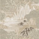 Casamance|Papel pintado floral japonés jazmines y lirios beige dorado|Moderno