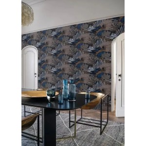 Elitis|Moderne Tapete mit schwarzen und goldenen Rauten im Art-Déco-Stil|Hochwertige 2
