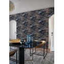Casamance|Japanische florale Tapete Jasmin und Lilien blau-kupfer|Hochwertige
