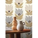 Casamance|Wallpaper floral Art Nouveau ochre gold|Art Deco