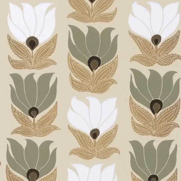Casamance|Papel pintado floral Art Nouveau blanco crema|Papel Pintado
