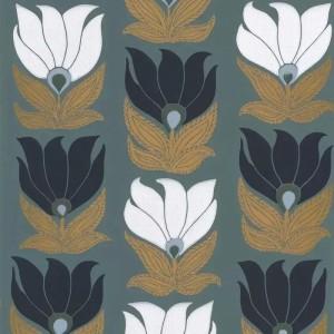 Casamance|Wallpaper floral Art Nouveau green|Retro