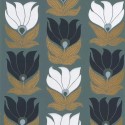 Casamance|Papel pintado floral Art Nouveau beige|Retro