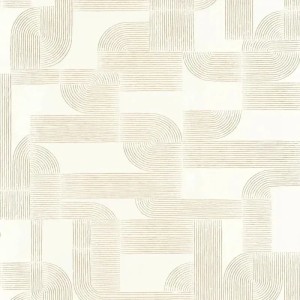 Casamance|Papier peint Art Nouveau géométrique brun terre cuite doré|Art Déco