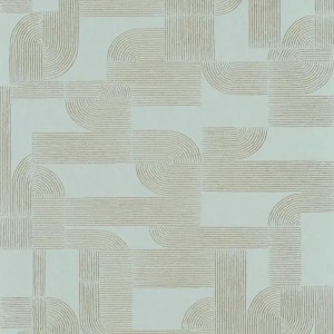 Casamance|Papier peint Art Nouveau géométrique brun terre cuite doré|Art Déco