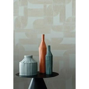 Casamance|Papier peint Art Nouveau géométrique brun terre cuite doré|Art Déco 2