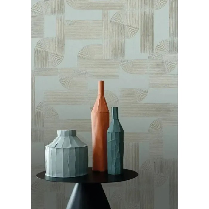 Casamance|Wallpaper Art Nouveau geometric beige gold|Wallpaper