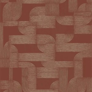 Grandeco|Papier peint moderne motifs géométriques marron et vert|Géométrique