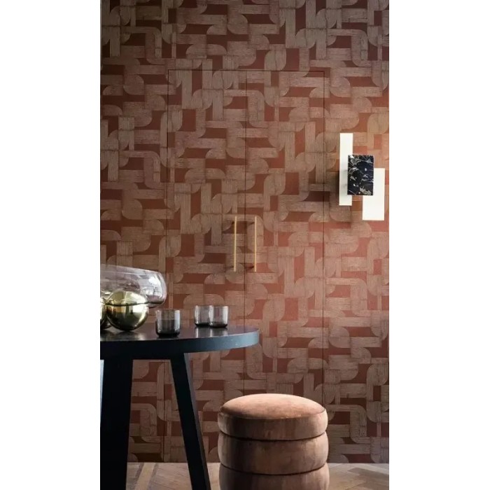 Papel pintado Art Nouveau geométrico verde caqui dorado - Casamance Square Jasmin 75701732