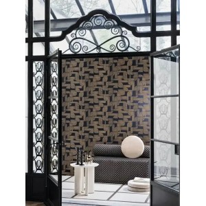Casamance|Papier peint Art Nouveau géométrique brun terre cuite doré|Art Déco 2