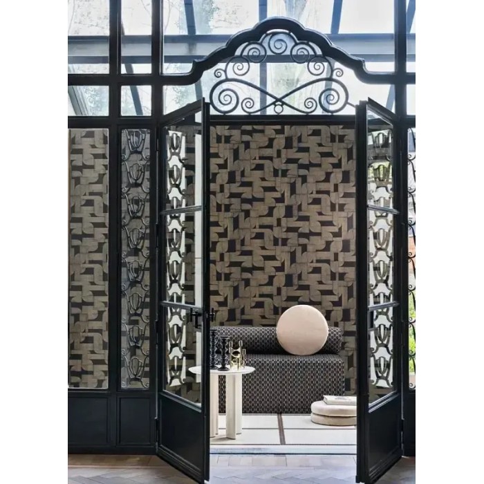 Casamance|Papier peint Art Nouveau géométrique vert bleu doré|Art Déco