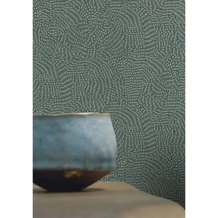 Papel pintado abstracto verde brillo mate - Casamance Square Jasmin 75722854