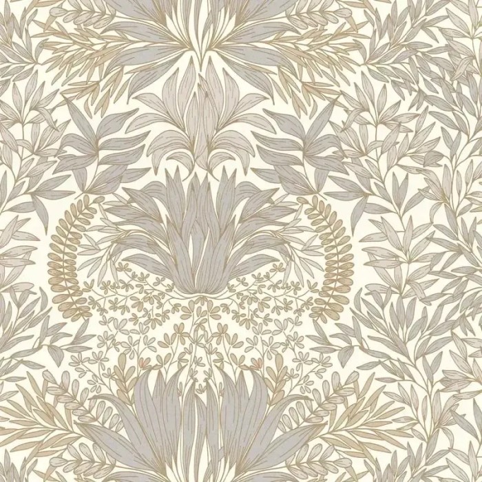 Casamance|Papel pintado floral ornamental Art Nouveau negro camel|Alta Gama
