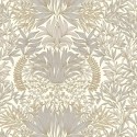 Casamance|Papier peint floral ornemental Art Nouveau noir camel|Haut Gamme