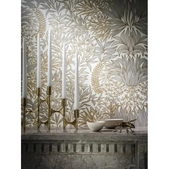 Casamance|Papel pintado floral ornamental Art Nouveau negro camel|Alta Gama
