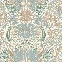 Casamance|Ornamentale florale Jugendstil Tapete weiß-gold|Damast
