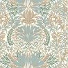 Casamance|Ornamentale florale Jugendstil Tapete weiß-gold|Damast