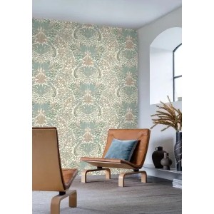 Papeldecor|Papel pintado elegante estilo damasco verde|Damasco 2