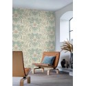 Casamance|Ornamentale florale Jugendstil Tapete weiß-gold|Damast