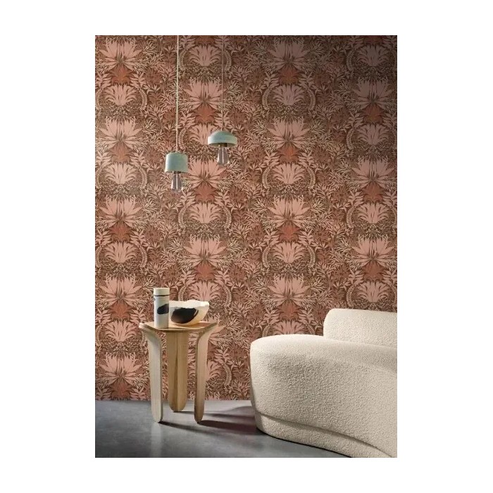 Casamance|Papier peint floral ornemental Art Nouveau blanc vert|Haut Gamme