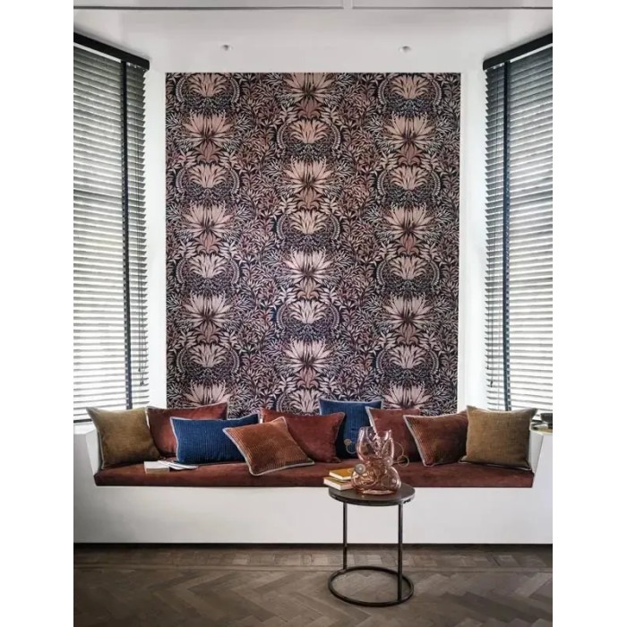 Casamance|Ornamentale florale Jugendstil Tapete braun-rosa|Hochwertige