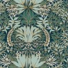 Casamance|Papier peint floral ornemental Art Nouveau bleu rouille|Damas