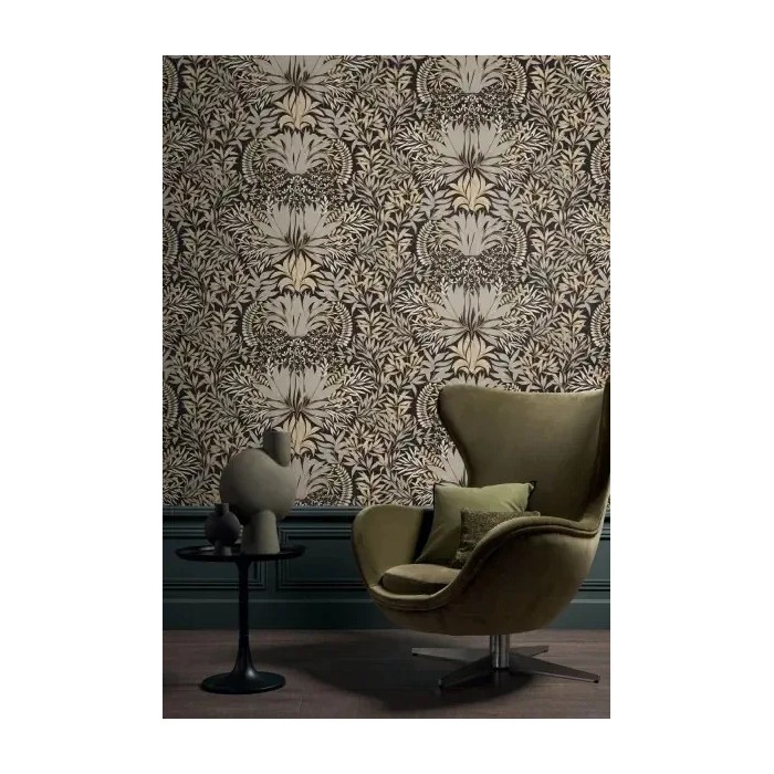 Casamance|Papier peint floral ornemental Art Nouveau vert|Haut Gamme