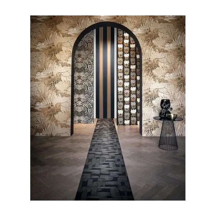 Casamance|Papier peint floral ornemental Art Nouveau vert|Haut Gamme