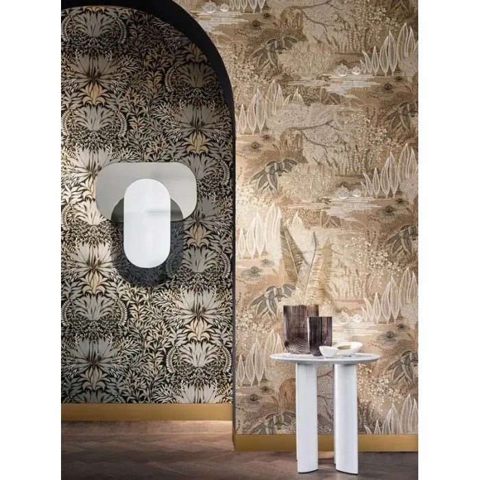 Casamance|Ornamentale florale Jugendstil Tapete grün|Hochwertige