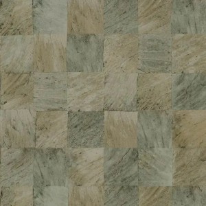 Casamance|Mosaik Tapete exotische Blätter Holzeffekt grün-beige|Holzimitat
